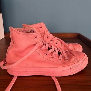 Pink leather Converse All-Star Chuck Taylors, size 6